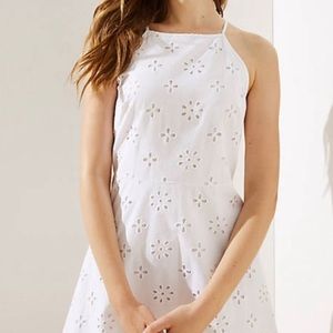 Loft Eyelet Racerback Flare Dress. Plus size. 26W. NWT, White.
